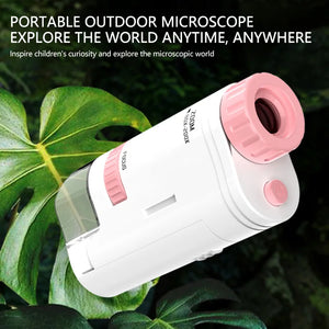 Portable Mini Pocket Microscope Kit Toy 60-200X Lab Handheld Microscope With LED Light Kids Science Microscop Equipment For Kids