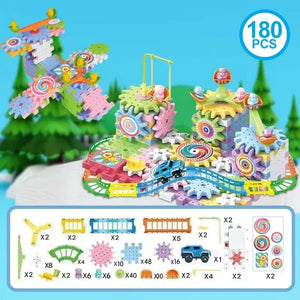 Hot 83-263 PCS Electric Gears 3D Puzzle Model Building Kits Plastic Brick Blocks Educational Toys For Kids Children Xmas Gifts