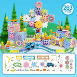 Hot 83-263 PCS Electric Gears 3D Puzzle Model Building Kits Plastic Brick Blocks Educational Toys For Kids Children Xmas Gifts