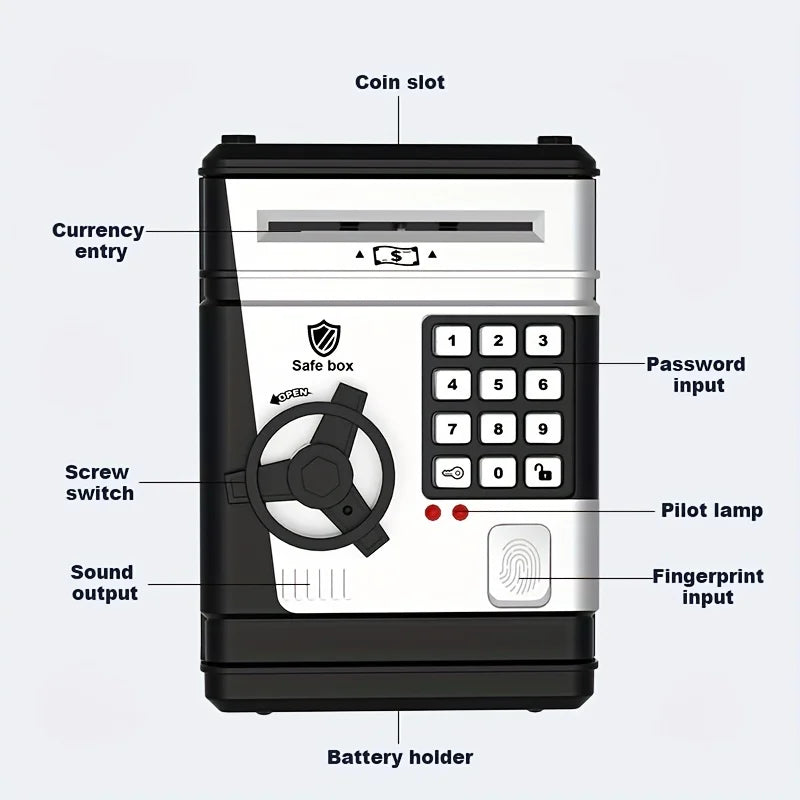 ATM Savings Bank for Real Money, Fingerprint Password, Kids Safe Box, Cool Stuff Gift,Birthday Gifts Christmas Gift!