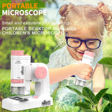 Portable Mini Pocket Microscope Kit Toy 60-200X Lab Handheld Microscope With LED Light Kids Science Microscop Equipment For Kids