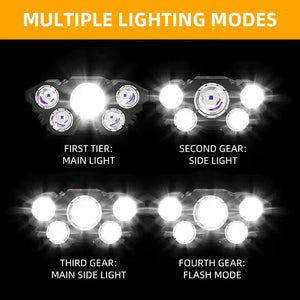 5 LED Headlamp Rechargeable with Built in 18650 Battery Strong Light Headlight Camping Adventure Fishing Head Light Flashlight