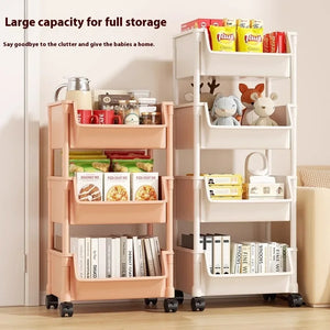 Rack Trolley Bookshelf Kitchen Storage Rack Kitchen Corner Narrow Slit Storage Cabinet Bathroom Living Room Snacks Rack