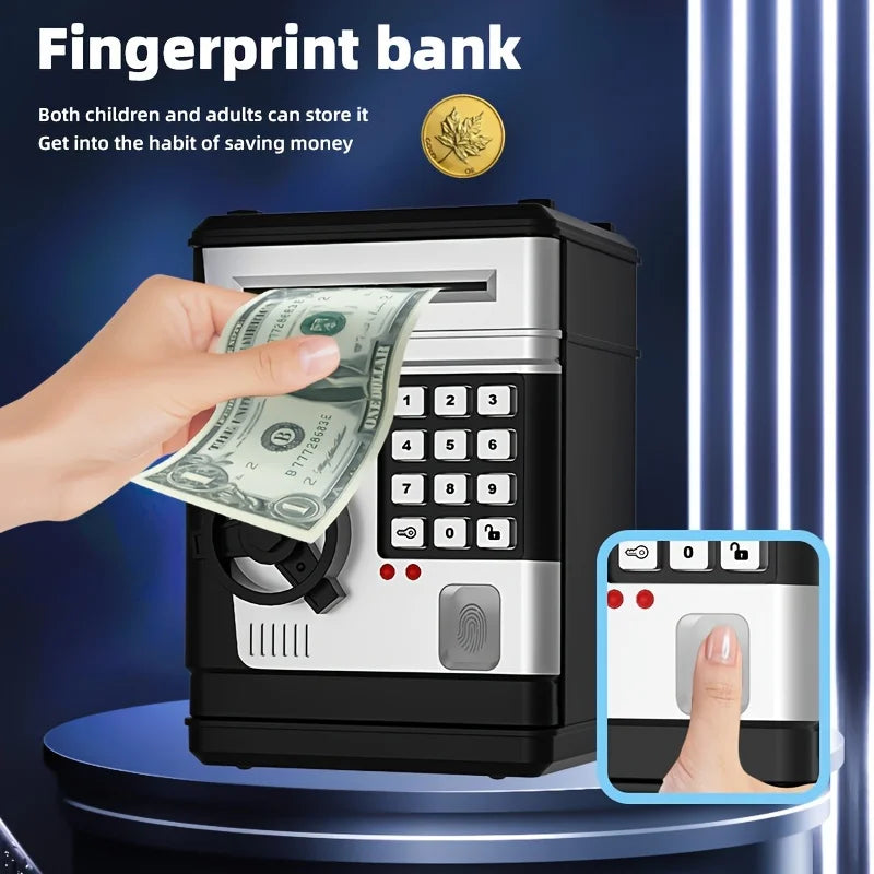 ATM Savings Bank for Real Money, Fingerprint Password, Kids Safe Box, Cool Stuff Gift,Birthday Gifts Christmas Gift!